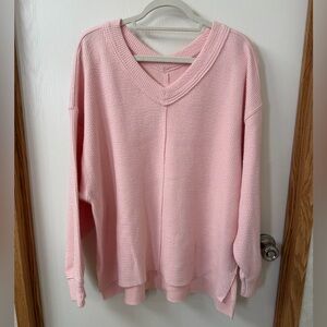 Aerie Soft Pink V-Neck Sweater
